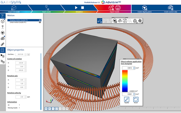 Screenshot ADVISIM3D Release 1.5 rotierende Düsen