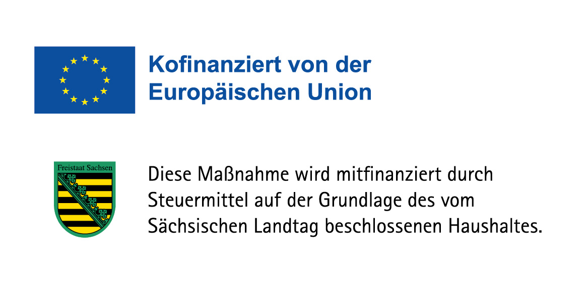 Kombiniertes Logo aus Sachsen Signet und das vom EFRE-ESF